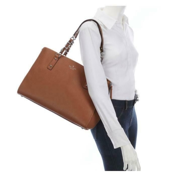 Kate Spade Andee Brown Leather Chain Shoulder Tote - Picture 1 of 5